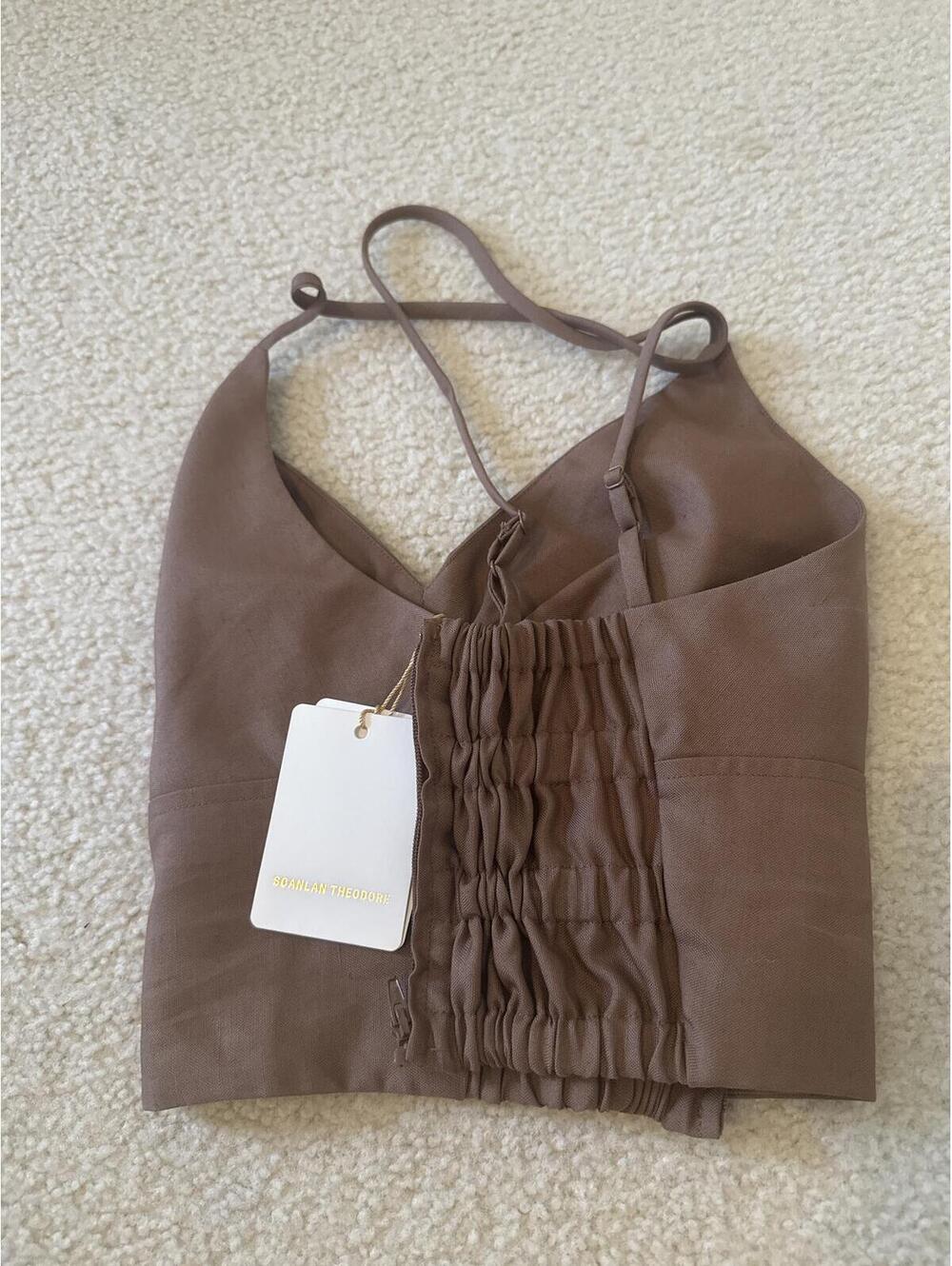 NWT matching set scanlan Theodore linen set cargo camisole+  cropped cargo pants - Picture 8 of 14